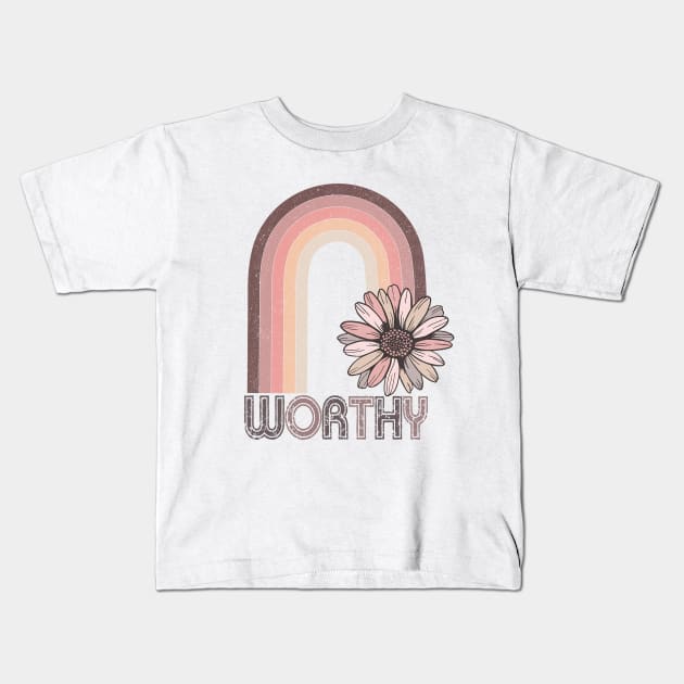 Worthy Boho Rainbow Kids T-Shirt by Mastilo Designs